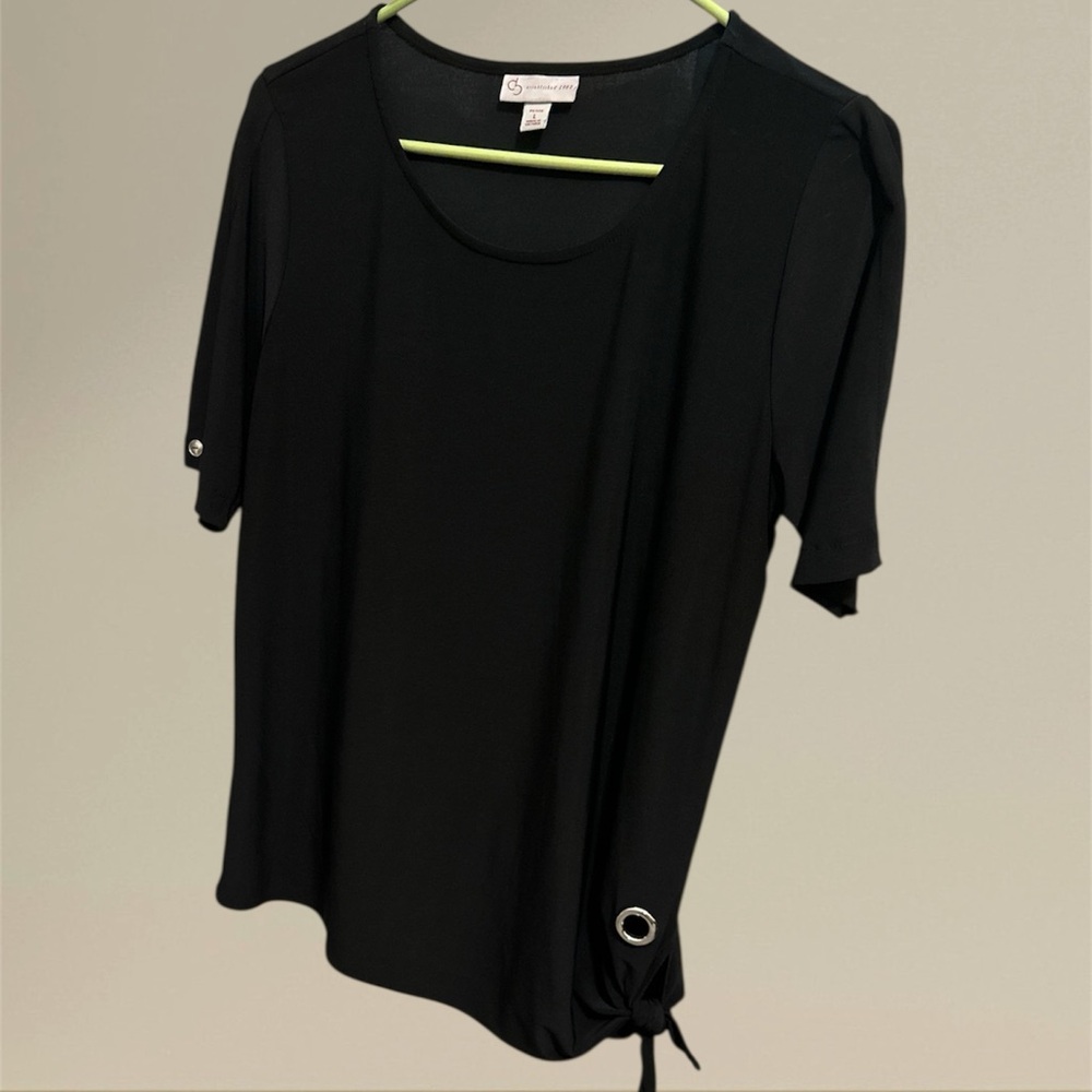 Black Asymmetrical Tie Front Blouse